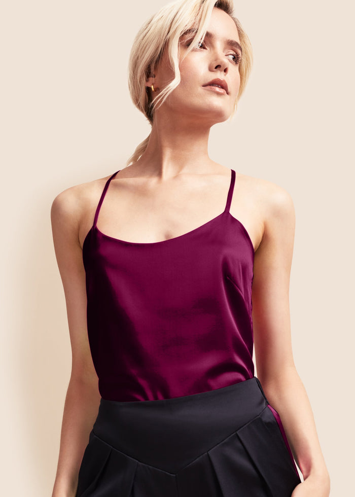 Lola Burgundy Silk Camisole - MAIMIE LONDON