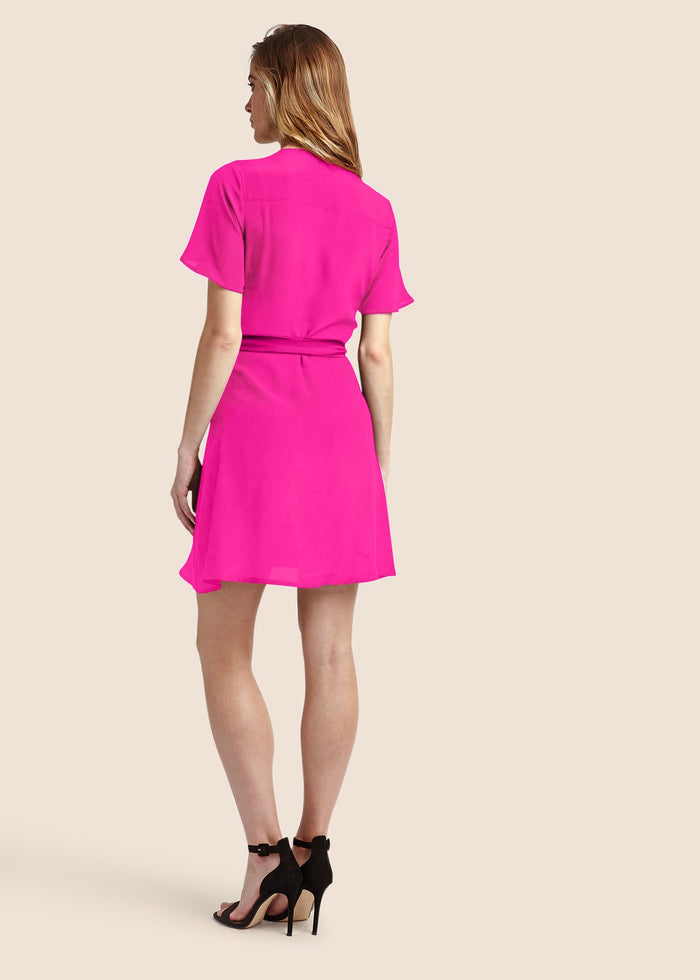 Lolita Amaranth Silk Mini Wrap Dress - MAIMIE LONDON