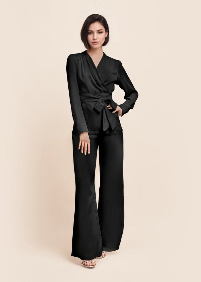 Roxy Eva Ebony Silk Trouser Suit - MAIMIE LONDON
