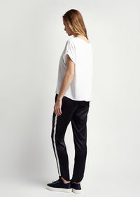 Estella Midnight & Ivory Trim Silk Trouser - MAIMIE LONDON