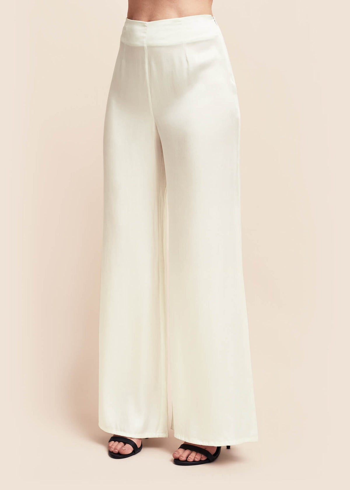 Eva Ivory Silk Palazzo Trousers - MAIMIE LONDON