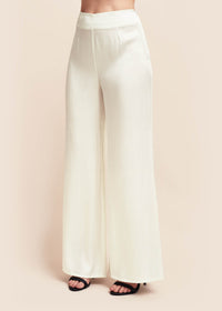 Eva Ivory Silk Palazzo Trousers - MAIMIE LONDON