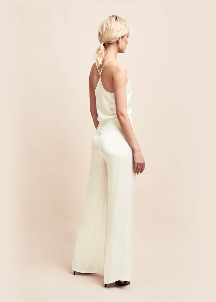 Eva Ivory Silk Palazzo Trousers - MAIMIE LONDON