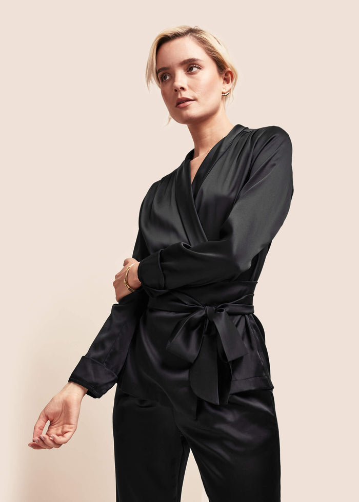 Roxy Estella Ebony Silk Suit - MAIMIE LONDON