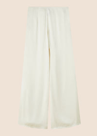 Pearl off-white silk wide leg flare trouser for women