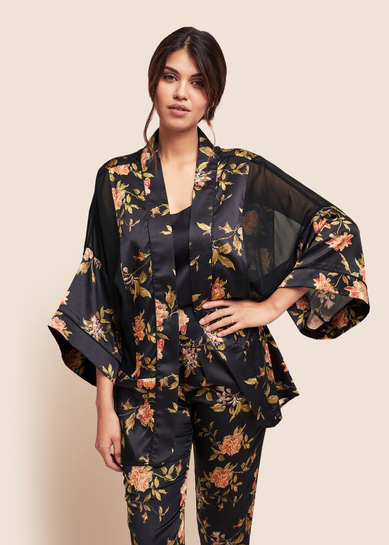Keiko Flora Silk Kimono Jacket - MAIMIE LONDON