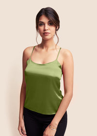 Lola Matcha Silk Camisole Top - MAIMIE LONDON
