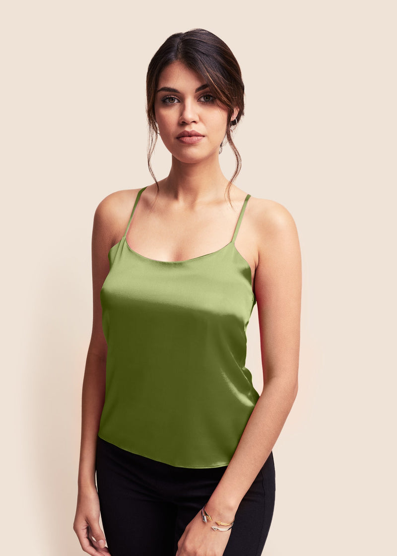 Lola Matcha Silk Camisole Top - MAIMIE LONDON