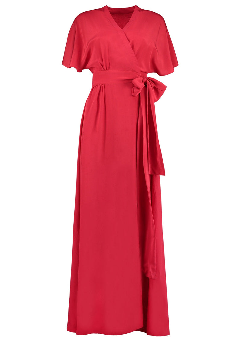 Athena Scarlett Silk Maxi Dress - MAIMIE LONDON