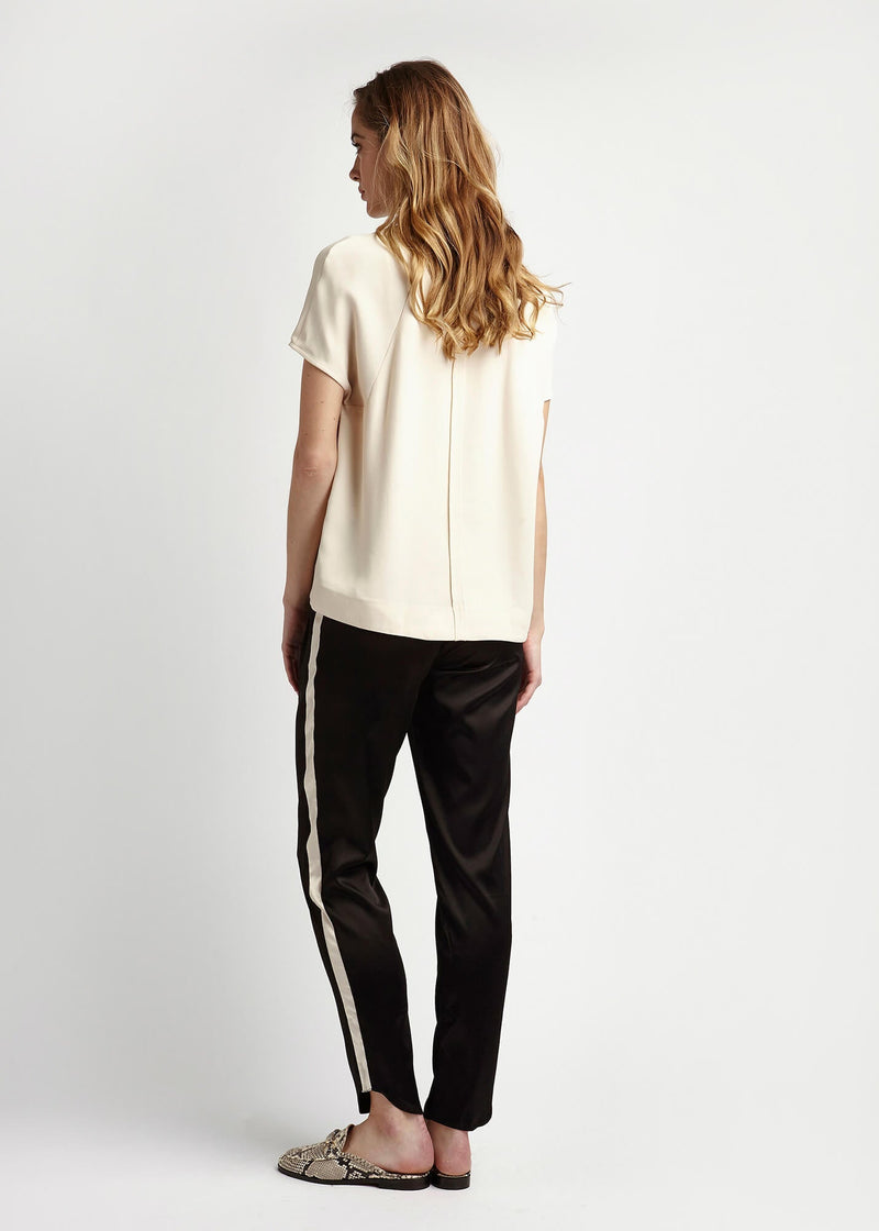 Estella Ebony Oyster Silk Trouser - MAIMIE LONDON