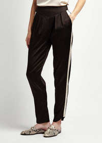 Estella Ebony Oyster Silk Trouser - MAIMIE LONDON