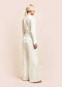 Eva Ivory Silk Palazzo Trousers - MAIMIE LONDON